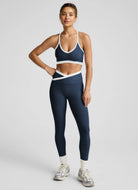 Beyond Yoga Spacedye Outlines Strappy Sports Bra in Navy Front View