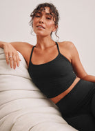 Beyond Yoga Slim Racerback Cropped Women's Tank in Darkest Night