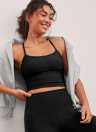 Beyond Yoga Slim Racerback Cropped Women's Tank in Darkest Night Front View