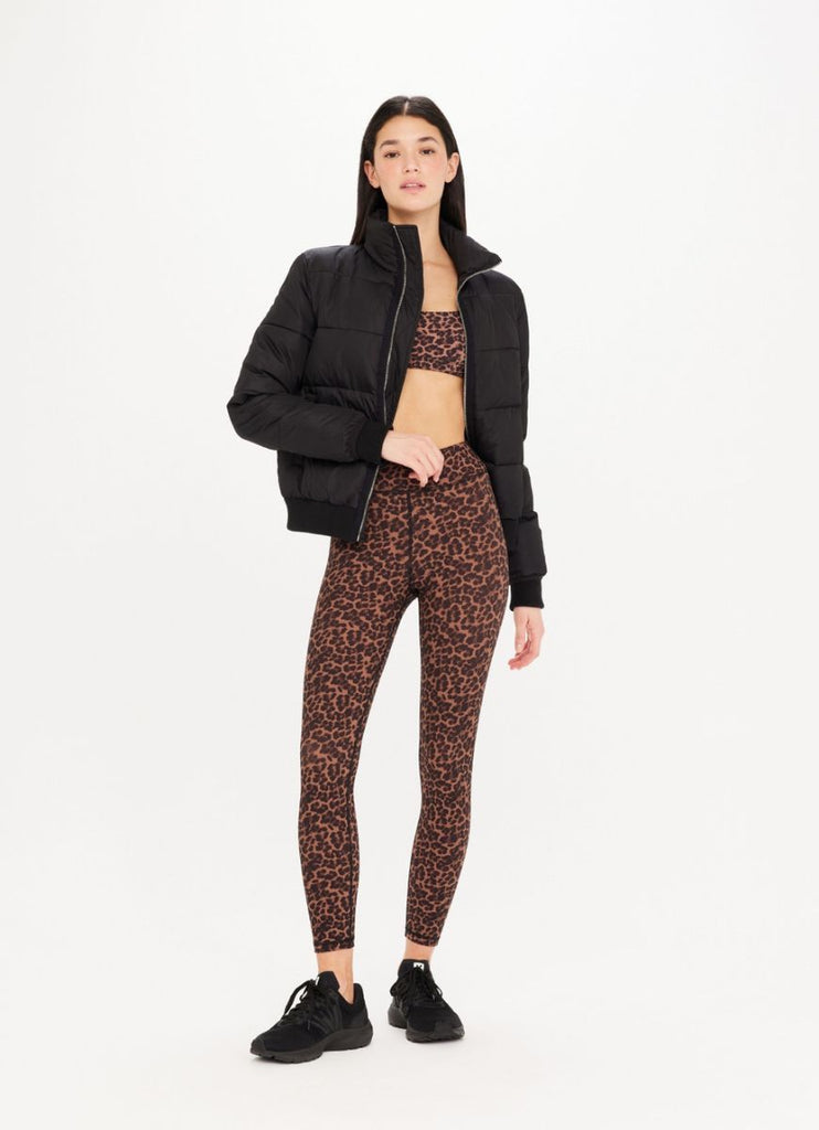 The Upside Biarritz 25in Midi Pant in Leopard Full Front View