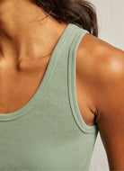 perfectwhitetee Blondie Tank Top in Aloe Close Up Front View