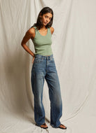 perfectwhitetee Blondie Tank Top in Aloe Full Length Front View