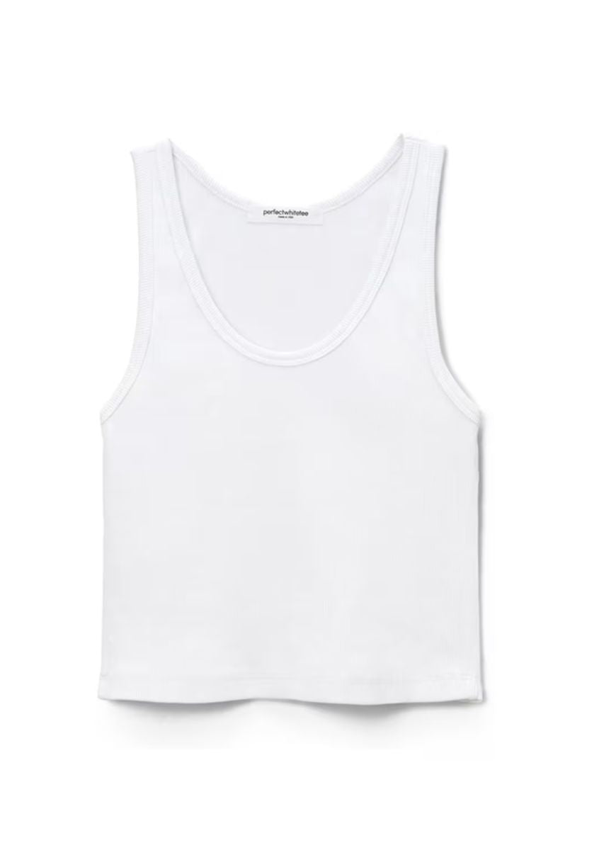 perfectwhitetee Blondie Tank Top in White Product Shot View