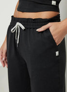 Vuori Boyfriend Jogger in Black Close Up Front View