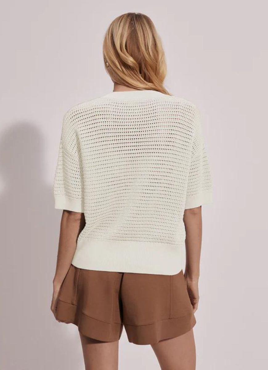 Varley Callie Knit Women's Top in Egret Back View