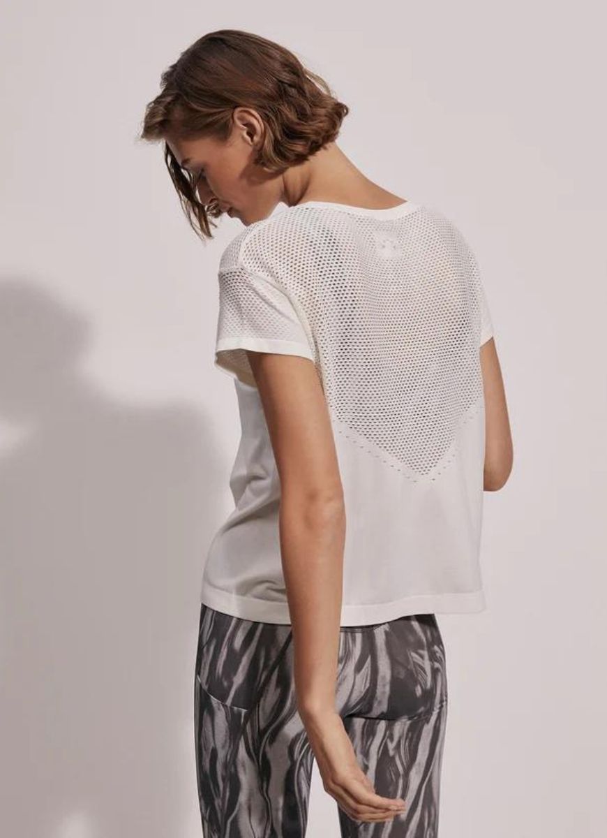 Varley Calloway Boxy Tee in Snow White Back View