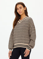 The Upside Castilla Millie Knit Sweater in Pebble Front View