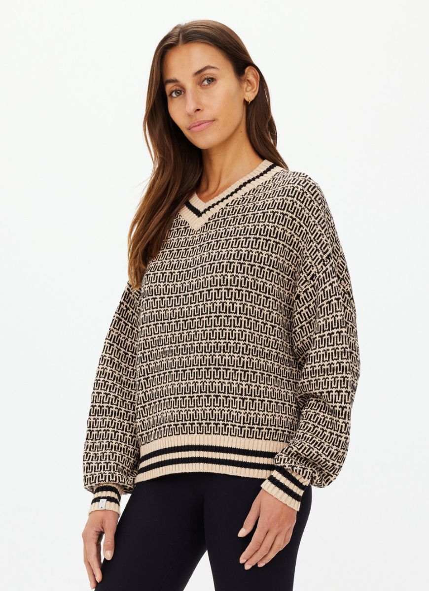 The Upside Castilla Millie Knit Sweater in Pebble Front View