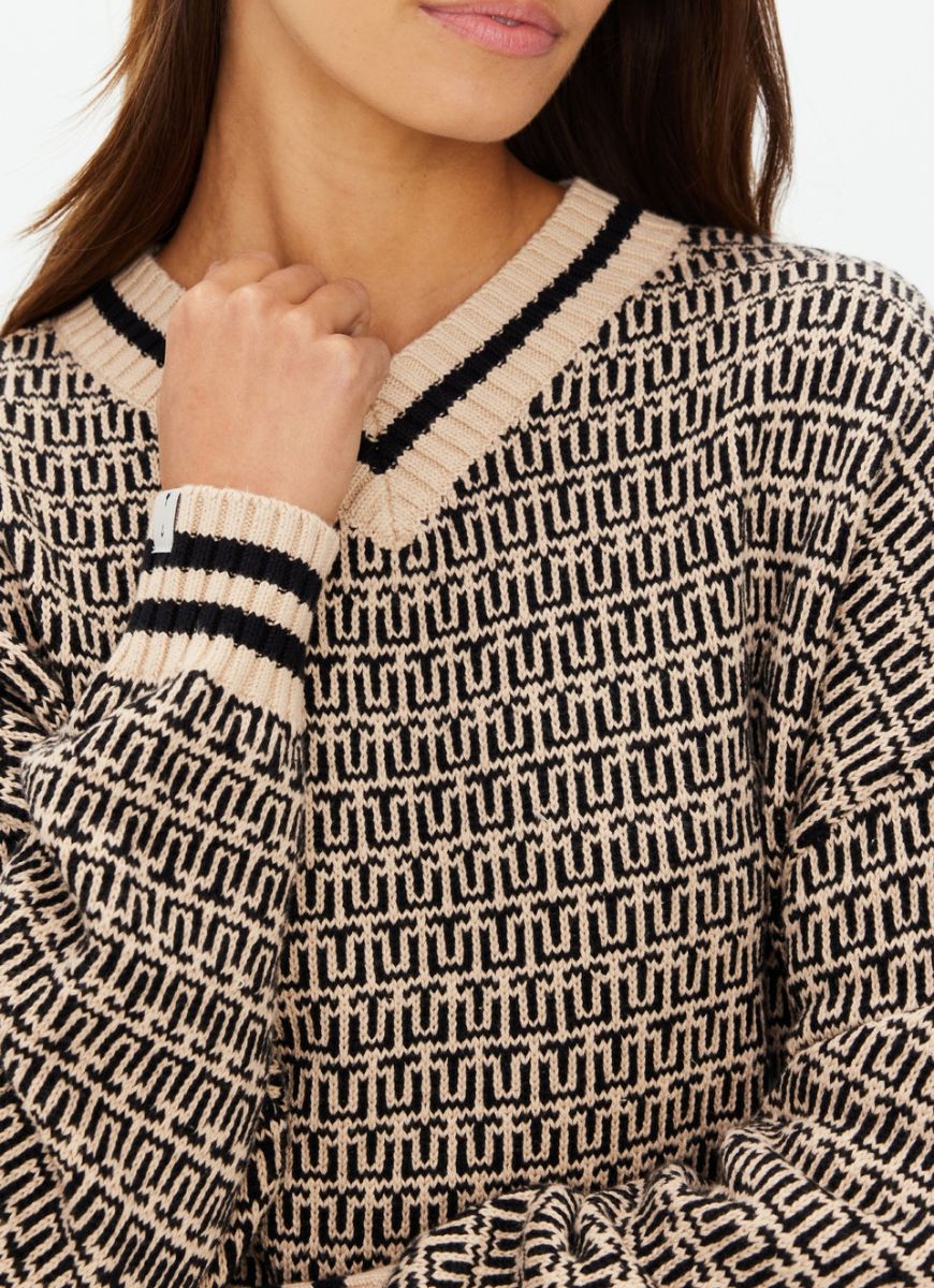 The Upside Castilla Millie Knit Sweater in Pebble Close Up Front View