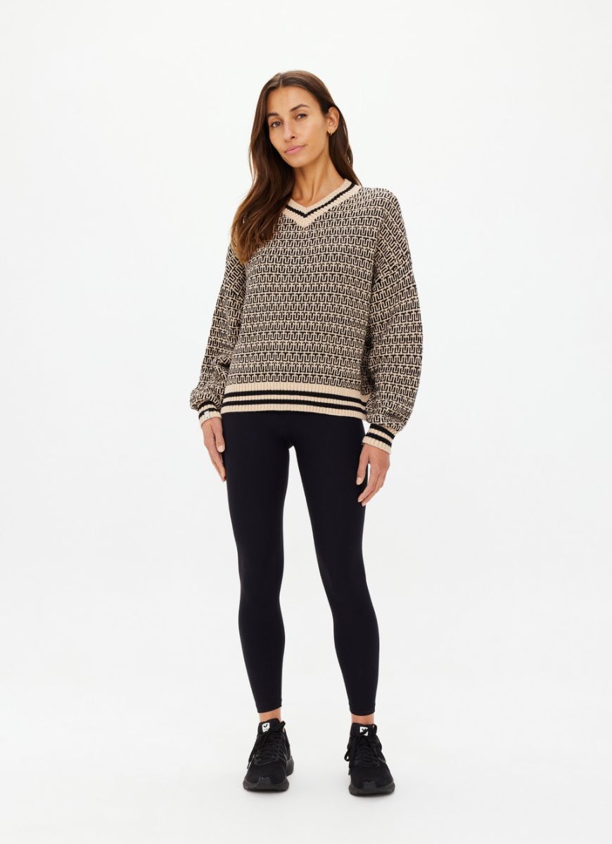 The Upside Castilla Millie Knit Sweater in Pebble Full Length Front View