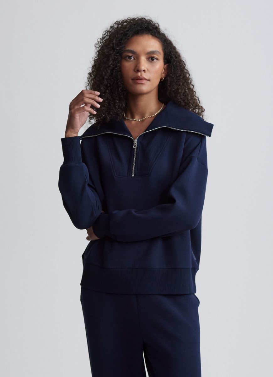 Varley Catherine Half Zip Sweat in Navy