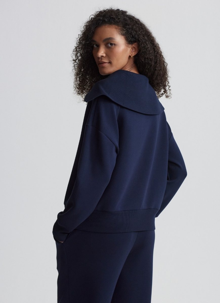 Varley Catherine Half Zip Sweat in Navy Back View