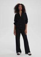 Varley Celeste Button Through Sweat in Black Full Length Front View