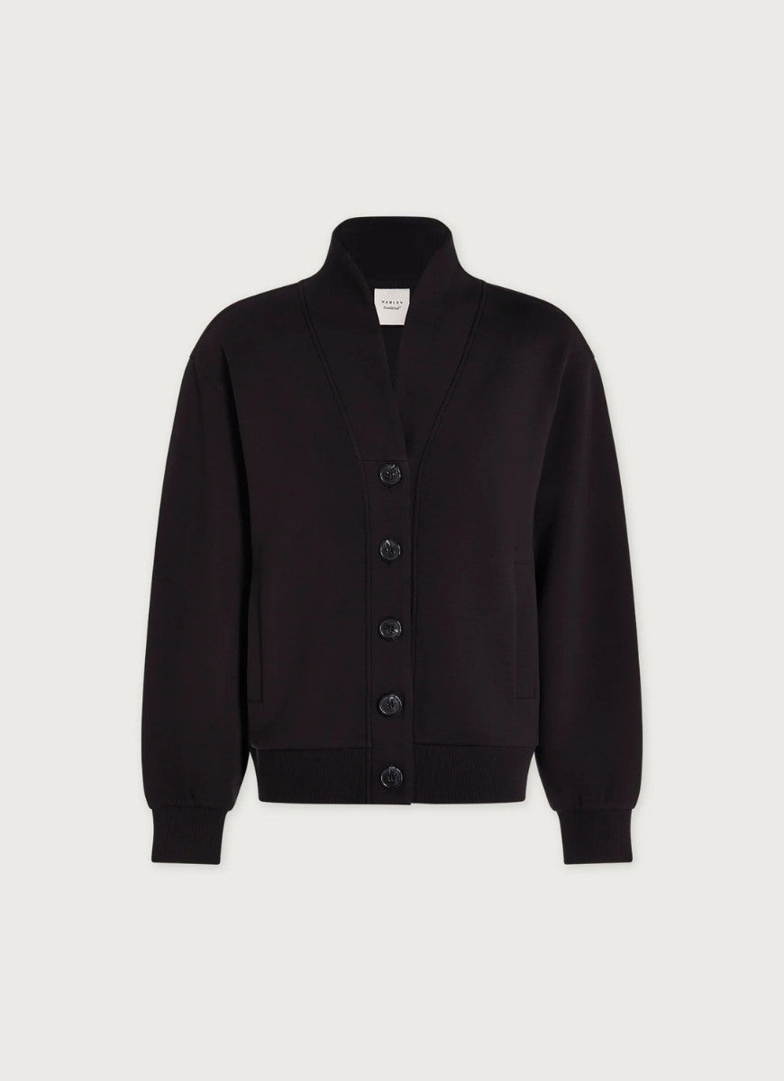 Varley Celeste Button Through Sweat in Black Product Shot View