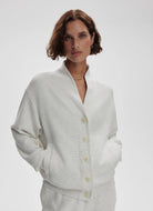 Varley Celeste Button Through Sweat in Ivory Marl Front View