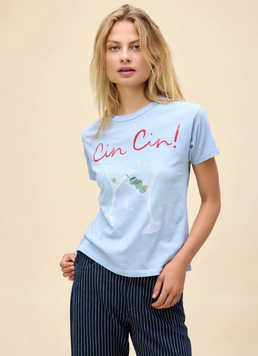 DAYDREAMER Cin Cin! Ringer Tee in Powder Blue