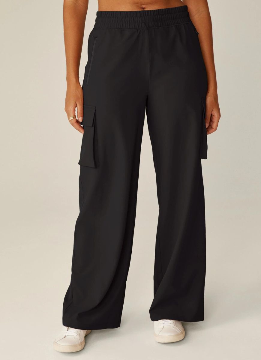 Beyond Yoga City Chic Cargo Pant in Black Waist Down Front View