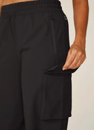 Beyond Yoga City Chic Cargo Pant in Black Close Up Side View of Cargo Pocket