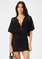 LSPACE Coast Is Crochet Clear Top in Black