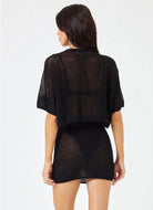 LSPACE Coast Is Crochet Clear Top in Black Back View