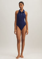 Polo Ralph Lauren Collar One Piece in Navy Full Length Front View