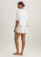 Polo Ralph Lauren Collar Shirt And Short Set in White Full Length Back View