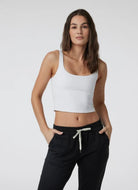 Vuori Daily Crop Tank Top in White