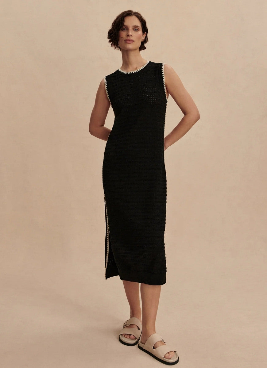 Varley Dwight Tank Knit Dress in Black/White