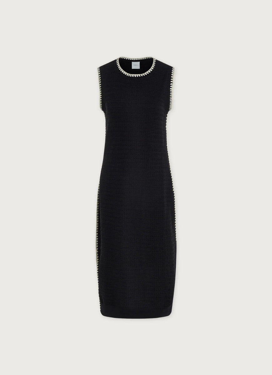 Varley Dwight Tank Knit Dress in Black/White Product Shot View