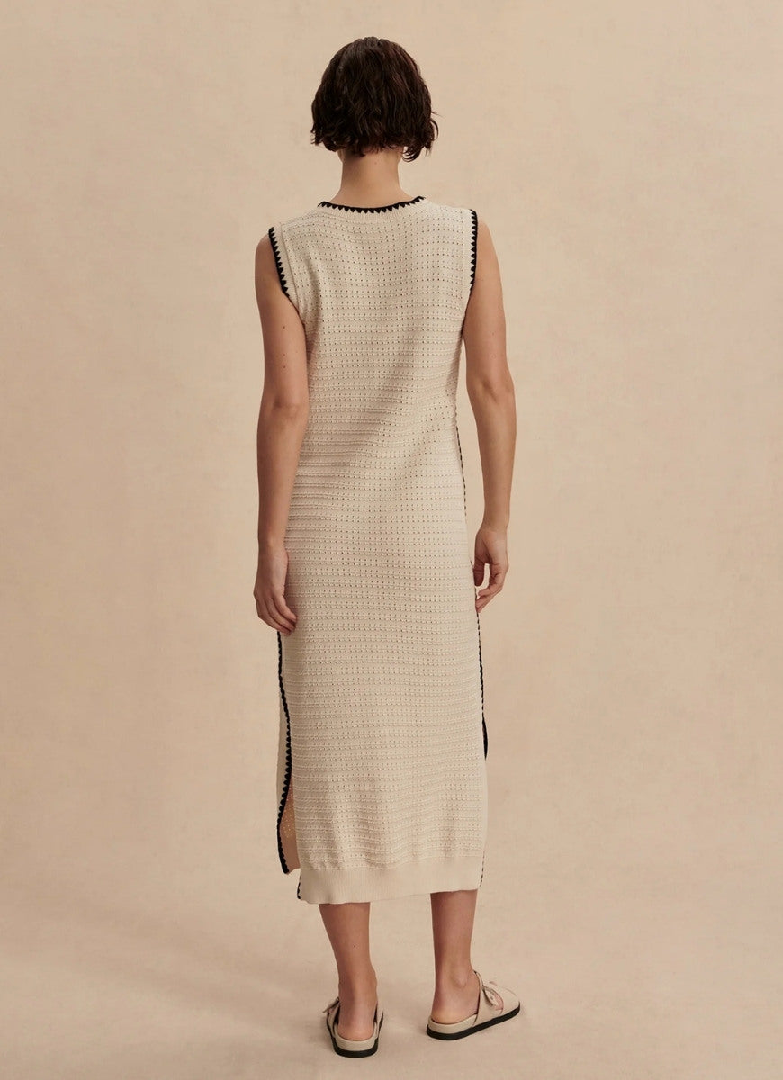 Varley Dwight Tank Knit Dress in Birch Full Length Back View