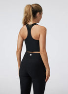 Vuori Elevation Racerback Tank in Black Heather Back View