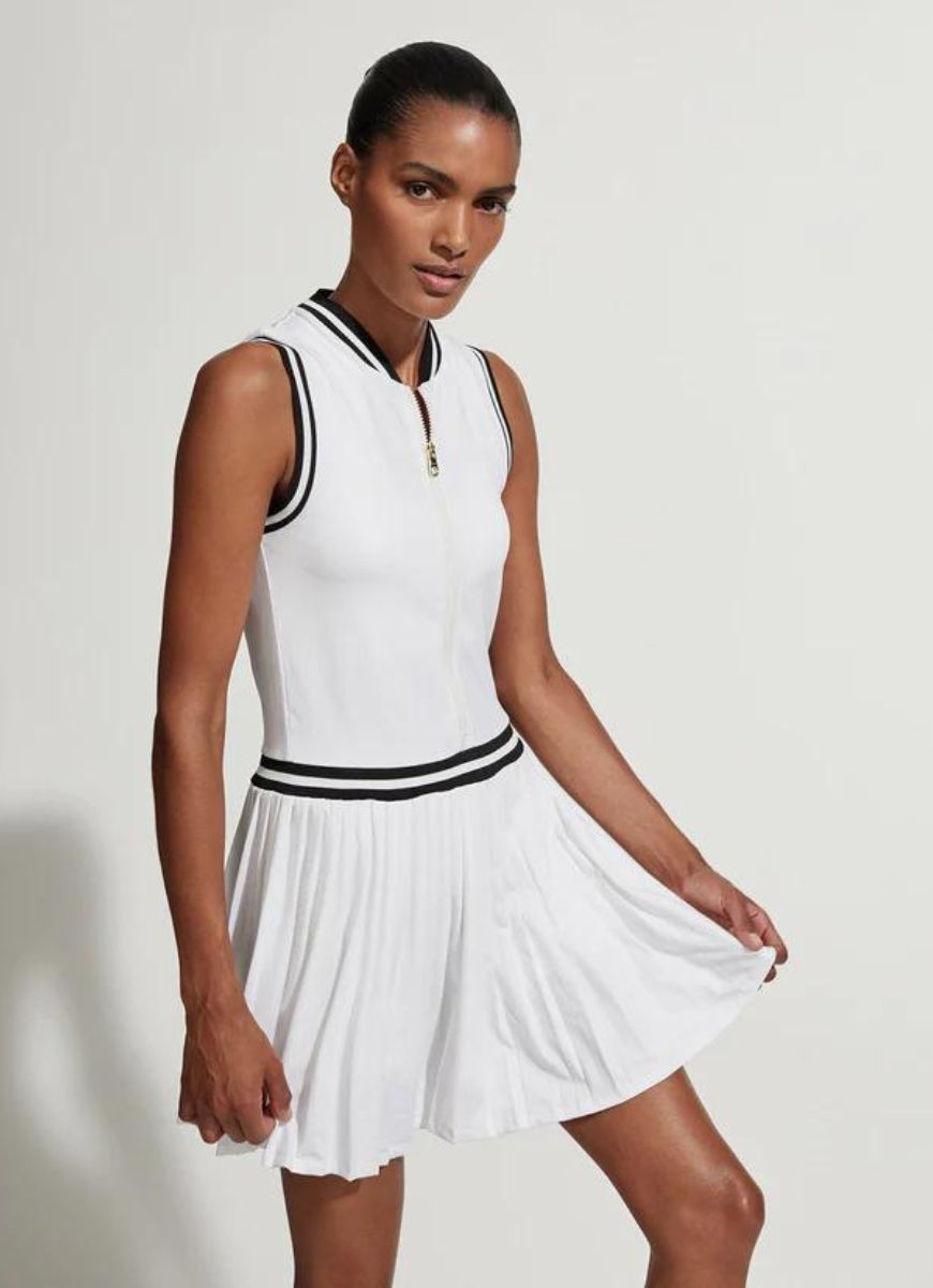 Varley Elgan Tennis Dress 31.5" in White Front View