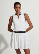 Varley Elgan Tennis Dress 31.5" in White Knee Up Front View