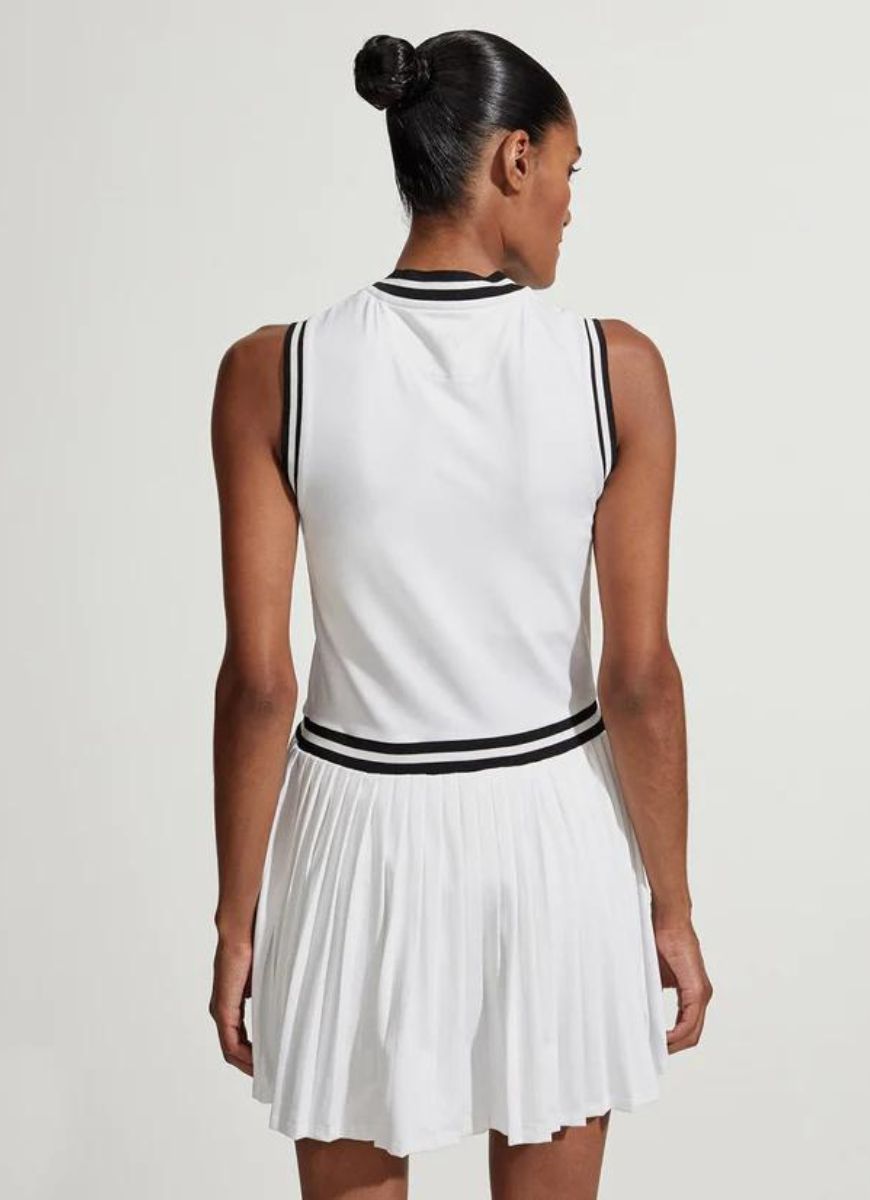 Varley Elgan Tennis Dress 31.5" in White Back View