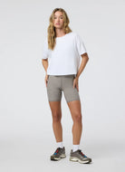 vuori Women's Energy Tee in White Full Length Front View