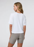 vuori Women's Energy Tee in White Back View