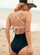 Beach Riot Faith One Piece Swimsuit in Black Back View