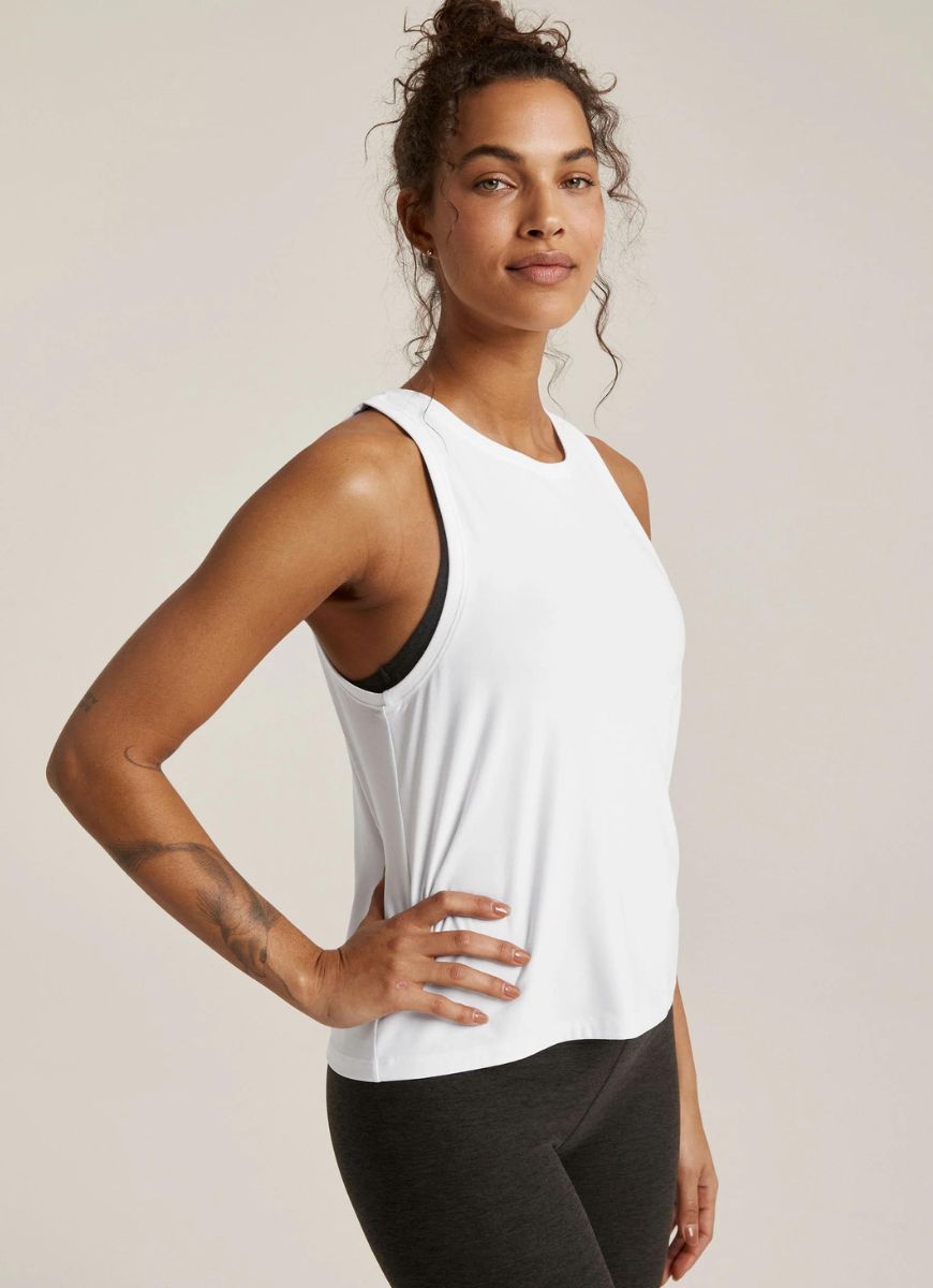 Wisdom Sleeveless Yoga Top - White – Beckons Inspired Clothing