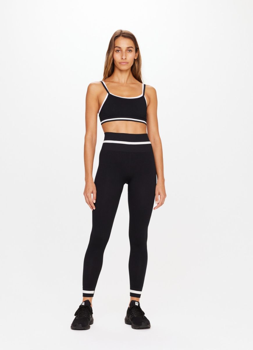 The Upside Seamless Midi Pant in Black Full Front View