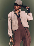 Free People Hit the Slopes Jacket in Muted Beige Front View