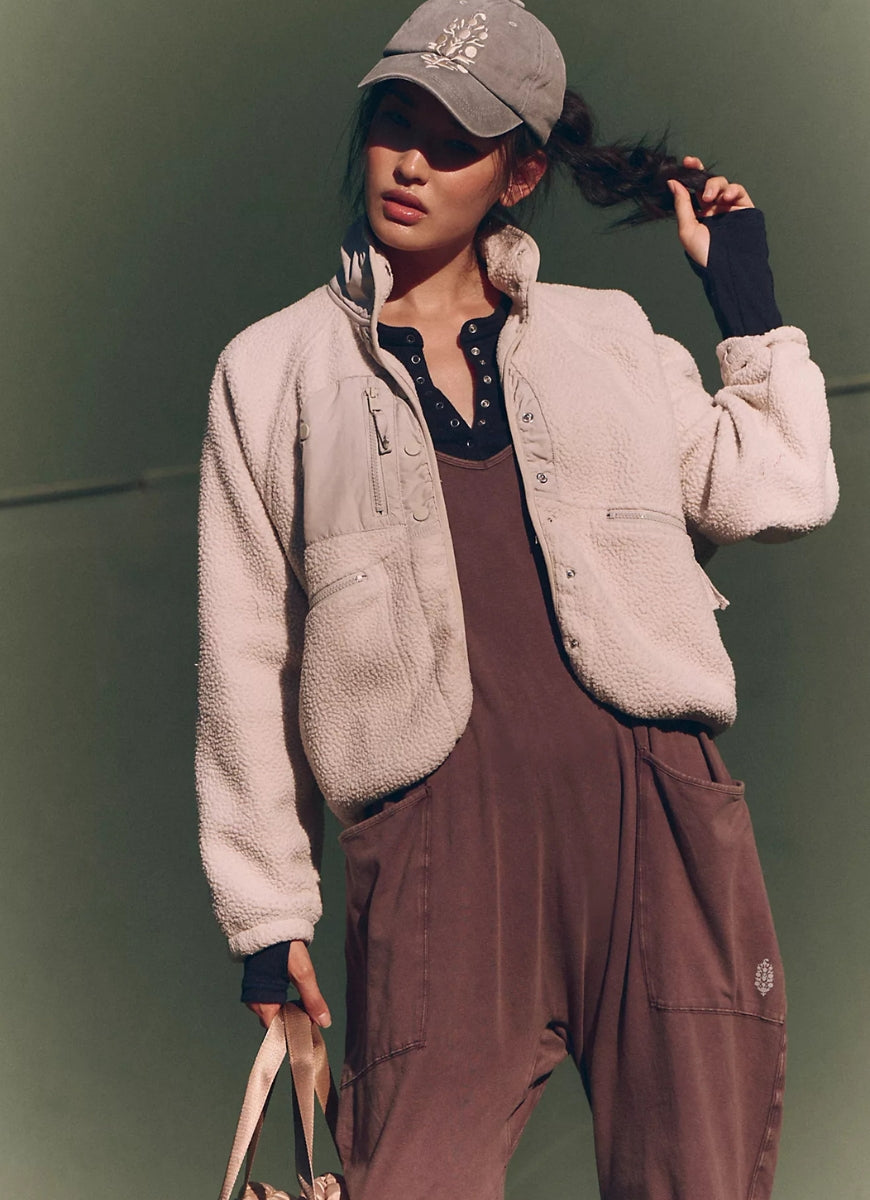 Free People Hit the Slopes Jacket in Muted Beige Front View