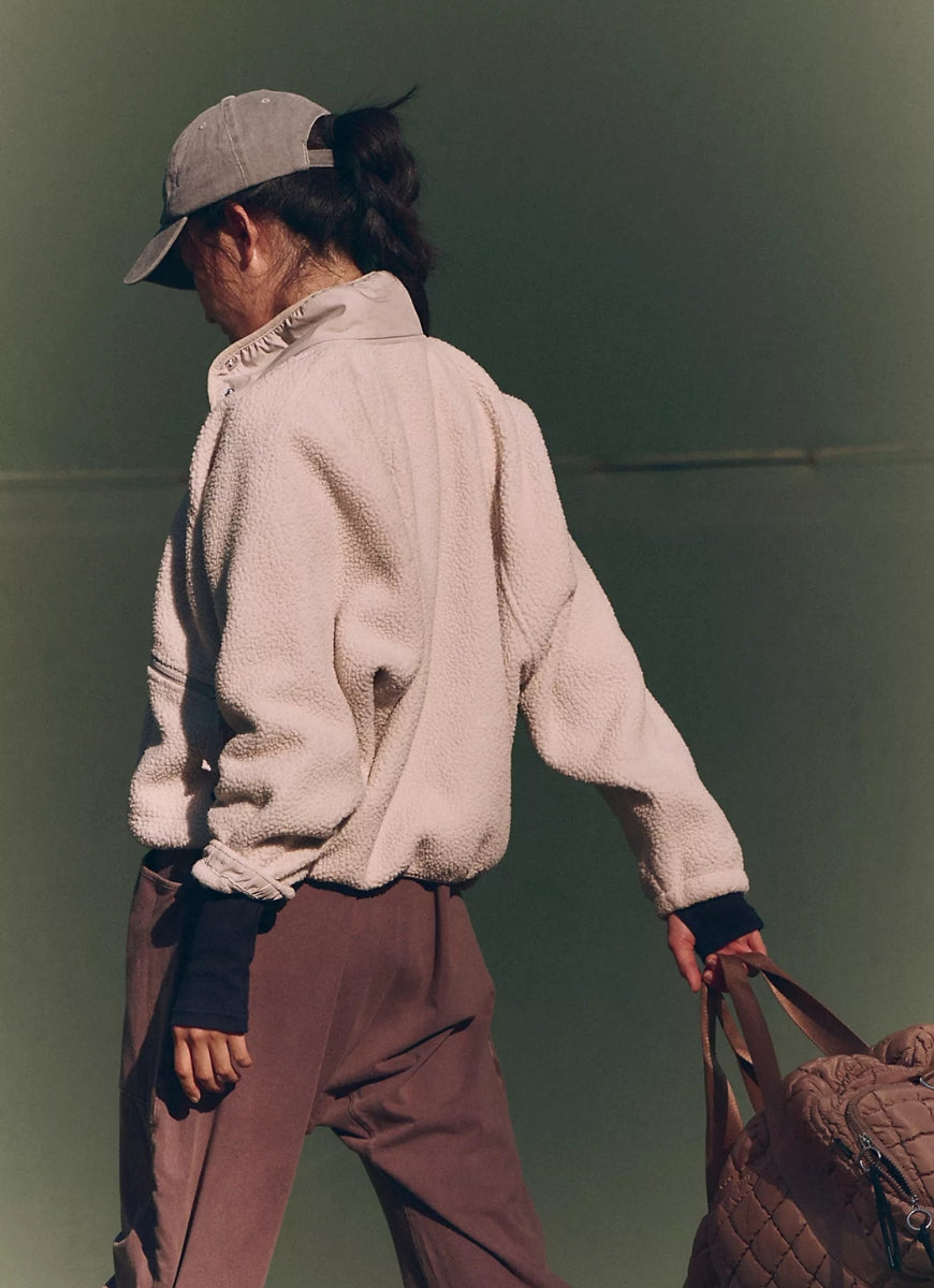Free People Hit the Slopes Jacket in Muted Beige Back and Side View