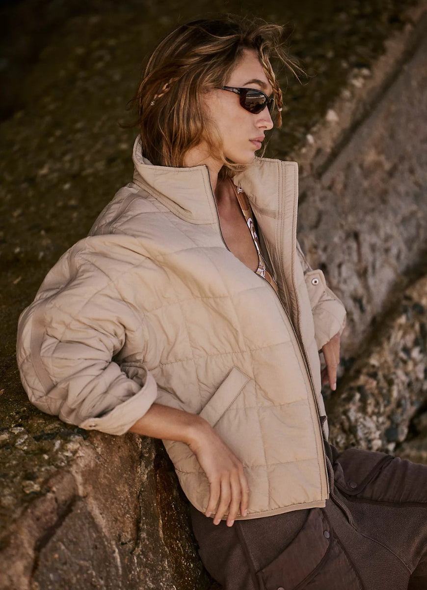 Free People Pippa Packable Puffer Jacket in Doe Side View