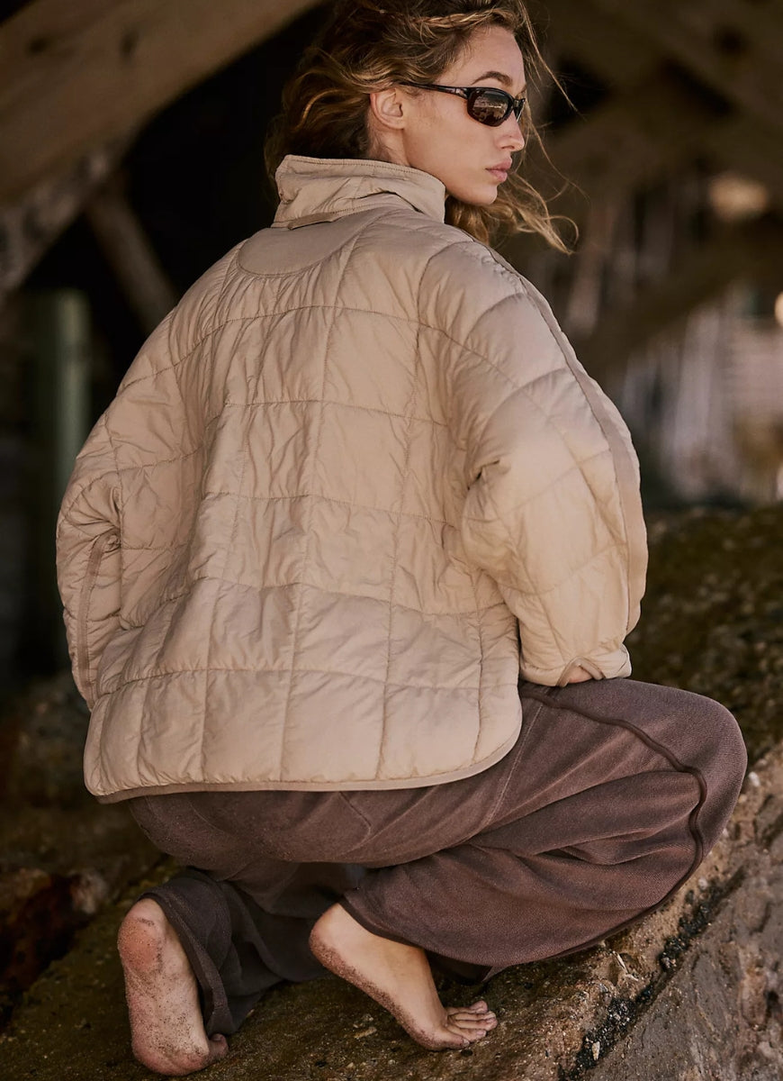 Free People Pippa Packable Puffer Jacket in Doe Back View