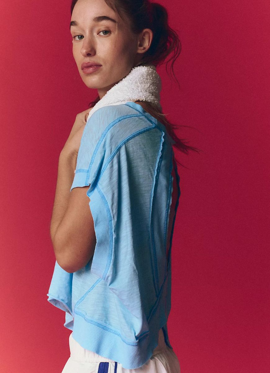 Free People My Time Tee in Bright Blue Side View