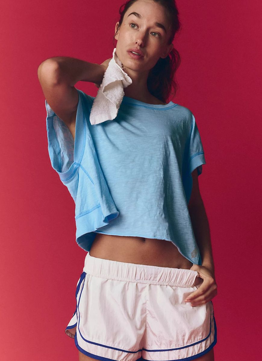 Free People My Time Tee in Bright Blue Front View