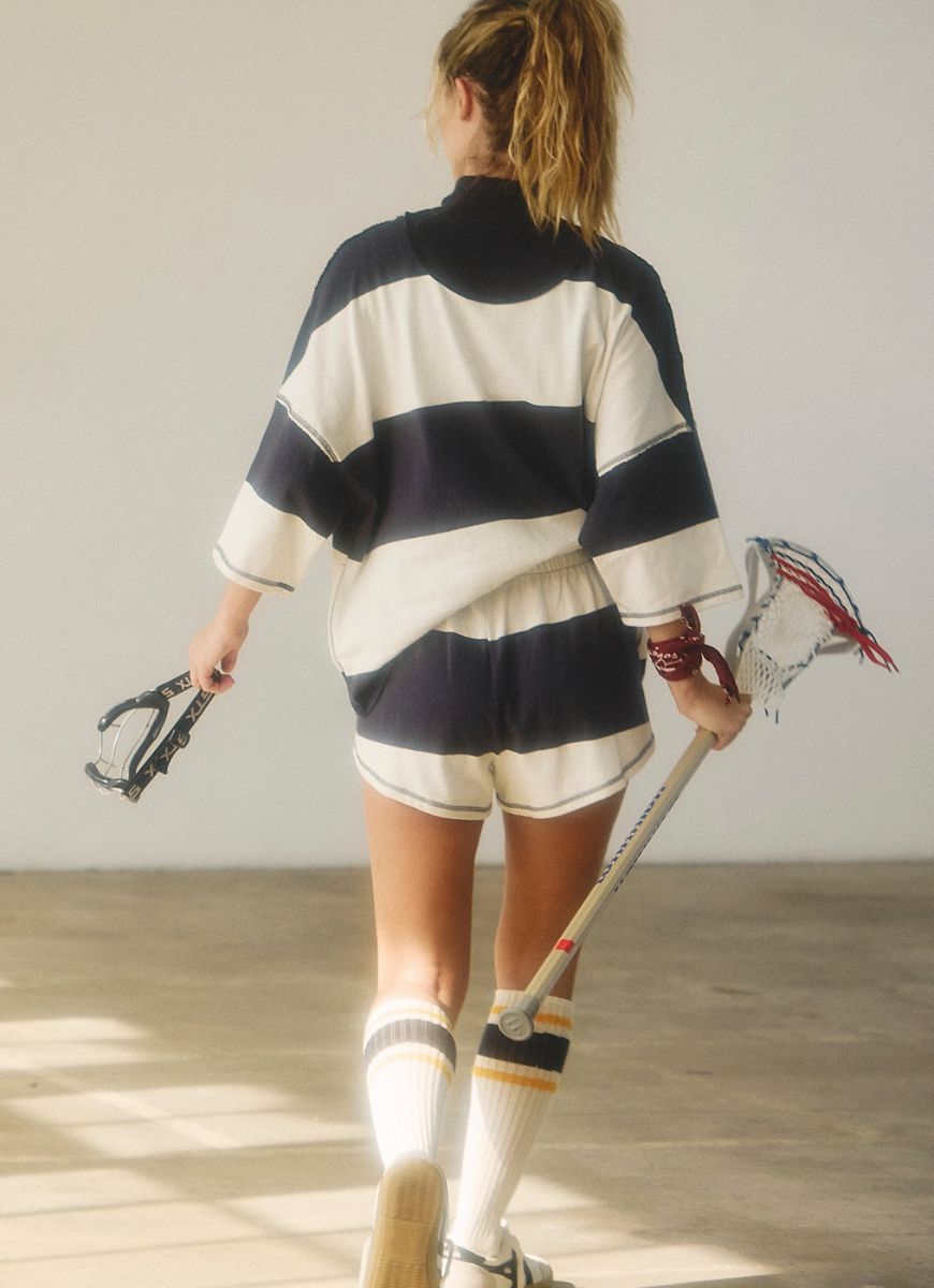 Free People Retro Rugby Set in Midnight Navy Back View