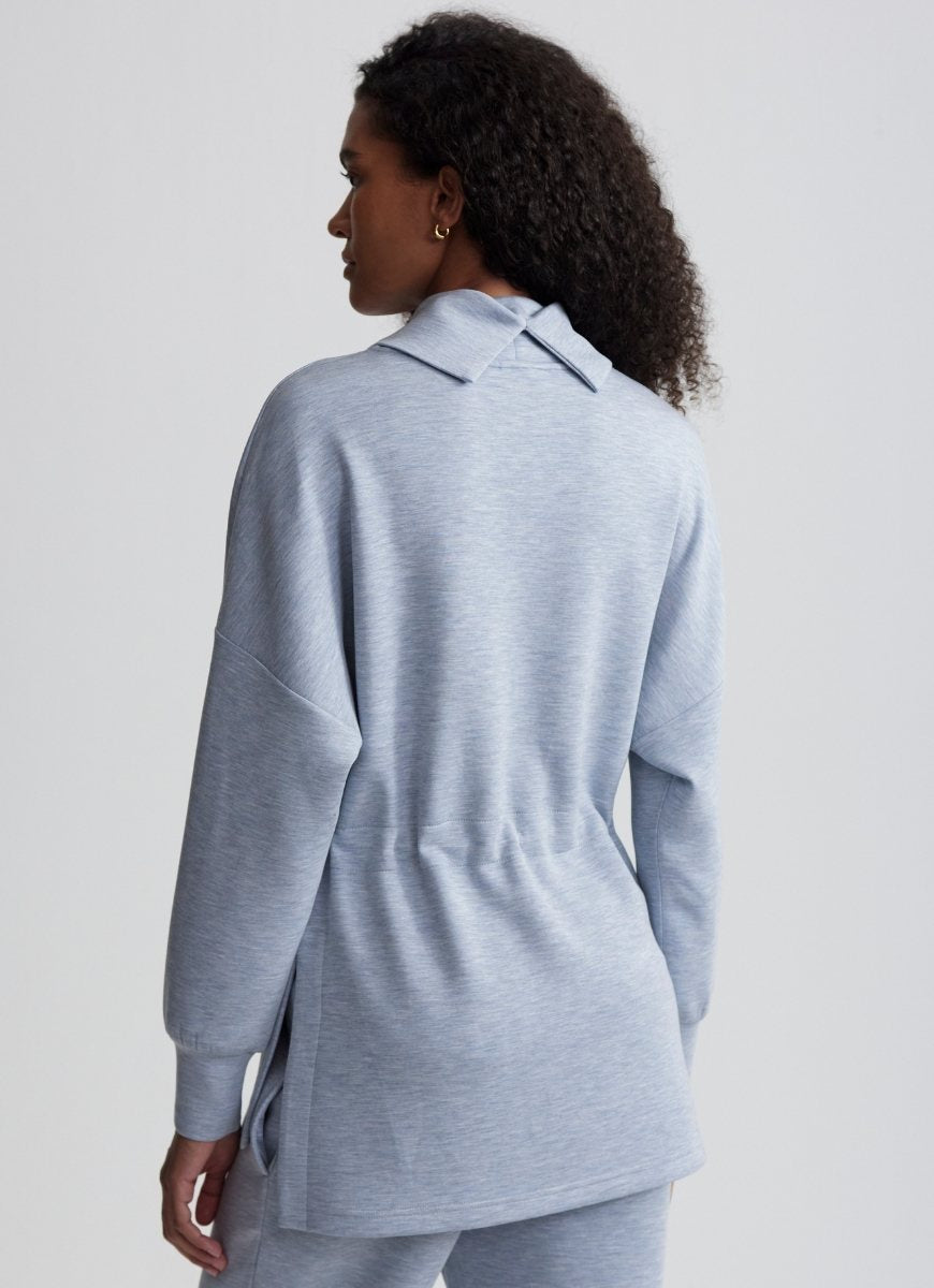 Varley Freya Sweat in Mid Blue Marl Back View