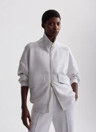 Varley Garcia Zip Through Sweat in Ivory Marl Front View