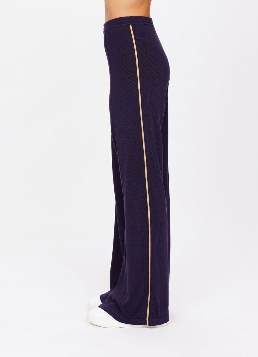 The Upside Greenwich Alight Knit Pant in Navy Side View